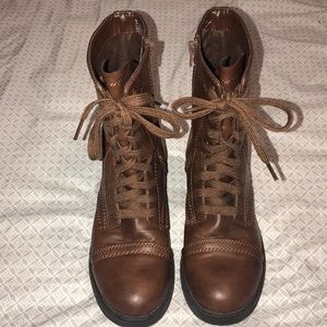 Brown combat boots
